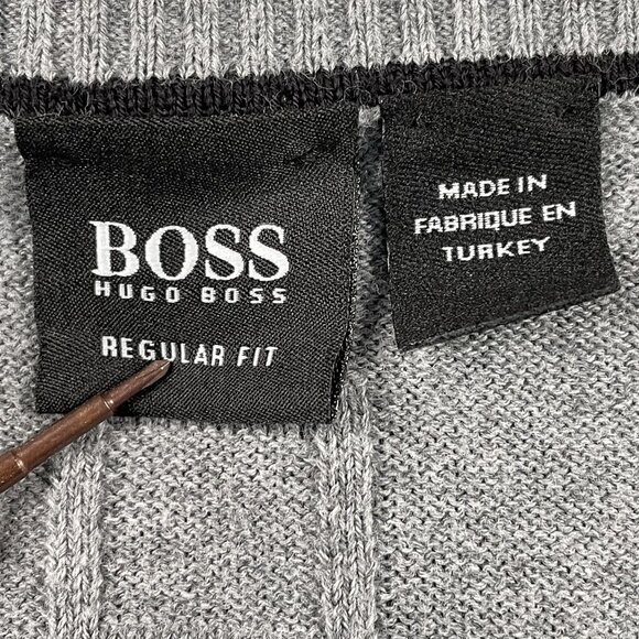 Hugo Boss Sweater Mens Large Grey Midler VNeck Regular Fit Pullover - Picture 6 of 9